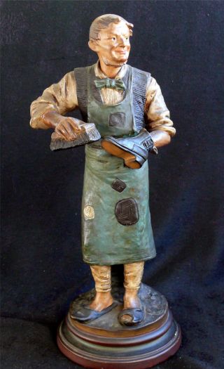 Finely Detailed Austrian Painted Terracotta Figure Of Cobbler Shoemaker,  19th C photo