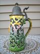 Antique Fancy Lidded Tankard With Raised Child ' S Face And Scroll Work Mugs & Tankards photo 5
