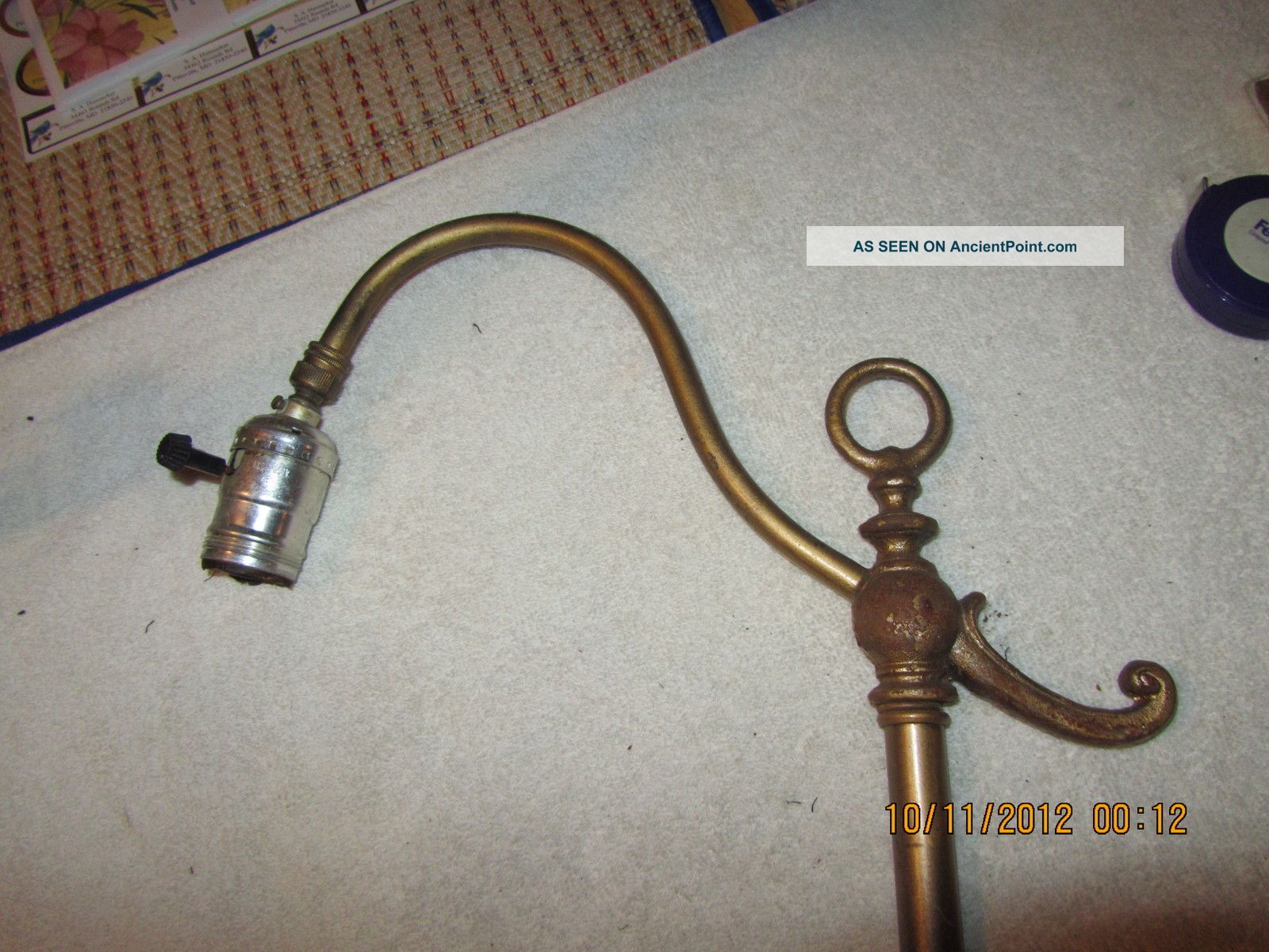Antique Cast Iron Bridge Lamp & 6 Footed Base No.  210a & Brass Rod Covers Lamps photo