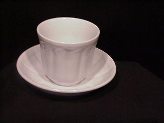 Ca 1850s White Ironstone Meakin Handleless Cup & Saucer Wheat Pattern Exc photo
