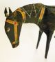 Antique Forged Wrought Iron Horse Primitave Hand Painted Folk Art Handmade Metalware photo 5