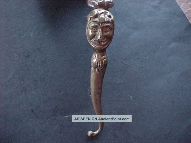 L@@k Unusual Antique Yellow Bronze Clown Nutcracker / Jester ' S Head L@@k Metalware photo