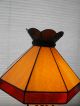 Vintage Leaded Stained Glass Slag Shade Eight Panels Lamps photo 2