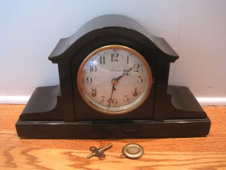 Old Vintage Antique Seth Thomas Mantel Wood Clock - Key&pendulum - Parts/repair photo