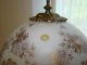 Vintage Cherub French Metal Table Lamp Mid 1900s Gilded White Glass Globe Lamps photo 3