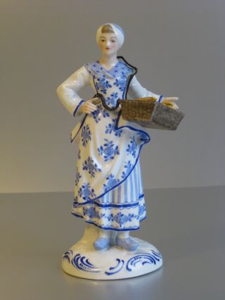 An Antique French Vieux Old Paris Porcelain Cakes Seller Lady Figurine Figure photo