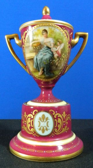 Antique Royal Vienna Hand Painted Porcelain Urn 1 - 2 photo