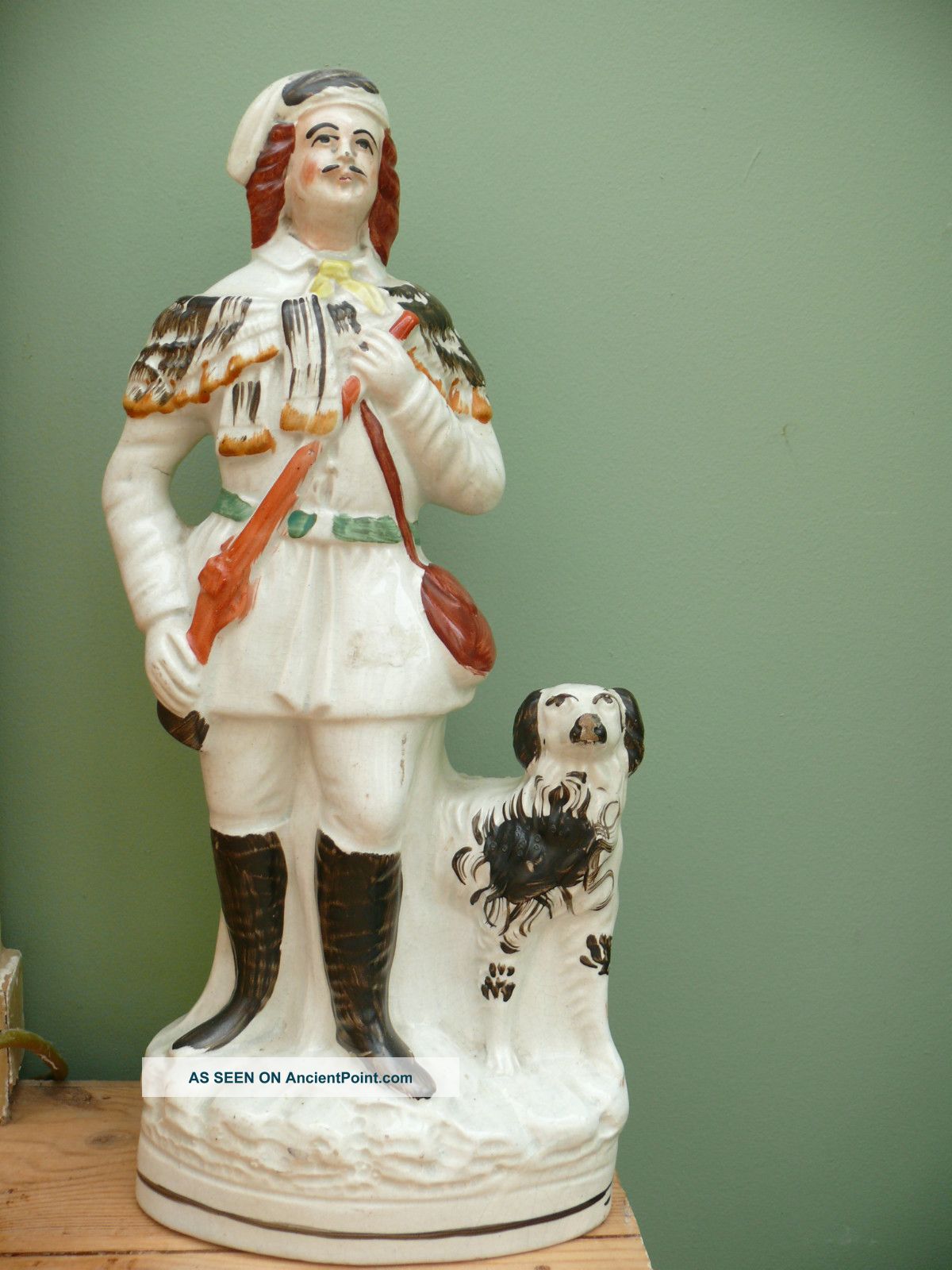 Fine 19thc Staffordshire Figure Of A Poacher With Dog Figurines photo