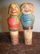 Vintage Carved Wood Figures Wine Bottle Stoppers Corks - 2pc. Carved Figures photo 1