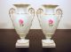 Porcelain Meissen Pair Amphore Vases Rote Rose Moosrose Goldrand H - 9 