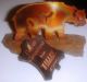 Canadiana Copper From Tilley Bear Art Copper Sculpture On Bark W/ Tags Hand Cut Metalware photo 1