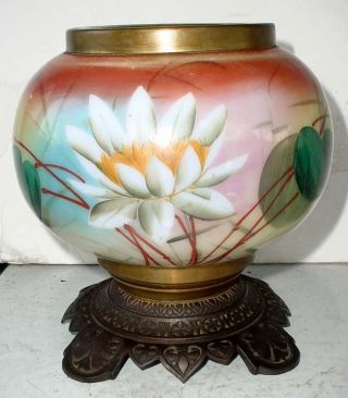 Great Quality Floral Painted Antique Victorian Banquet Oil Lamp Base N/r photo