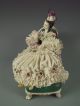 Antique German Volkstedt Dresden Lace & Pink Roses Lady Recamier Sofa Figurine Figurines photo 5