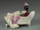 Antique German Volkstedt Dresden Lace & Pink Roses Lady Recamier Sofa Figurine Figurines photo 6