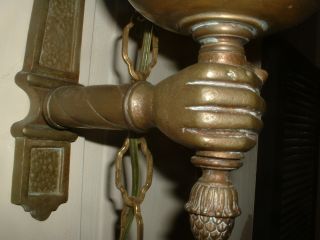 2 - Unusual Brass Electrified Sconces Arm & Hand Steampunk photo