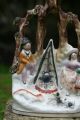 19th C.  Staffordshire Of Gypsy Figurine Group & Cauldron With Spill Vase Figurines photo 2