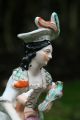 19th C.  Staffordshire Of A Female Figurine With A Dog & Parrot Figurines photo 9