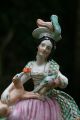 19th C.  Staffordshire Of A Female Figurine With A Dog & Parrot Figurines photo 2