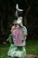 19th C.  Staffordshire Of A Female Figurine With A Dog & Parrot Figurines photo 7