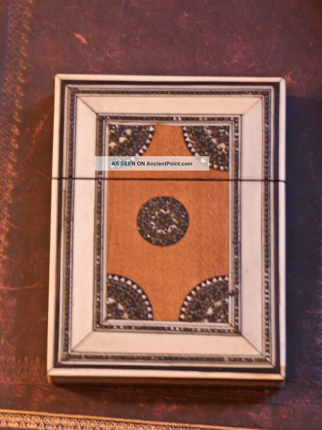 Antique Sadelli Ware Card Holder C.  1850 Boxes photo