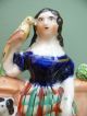 Mid 19thc Staffordshire Flatback Figure With Female & Dog Figurines photo 2