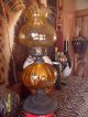Antique Oil Lamp With Shade Amber Color 15x7x18 Just Gorgeous And Old In Per Lamps photo 3