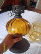 Antique Oil Lamp With Shade Amber Color 15x7x18 Just Gorgeous And Old In Per Lamps photo 5
