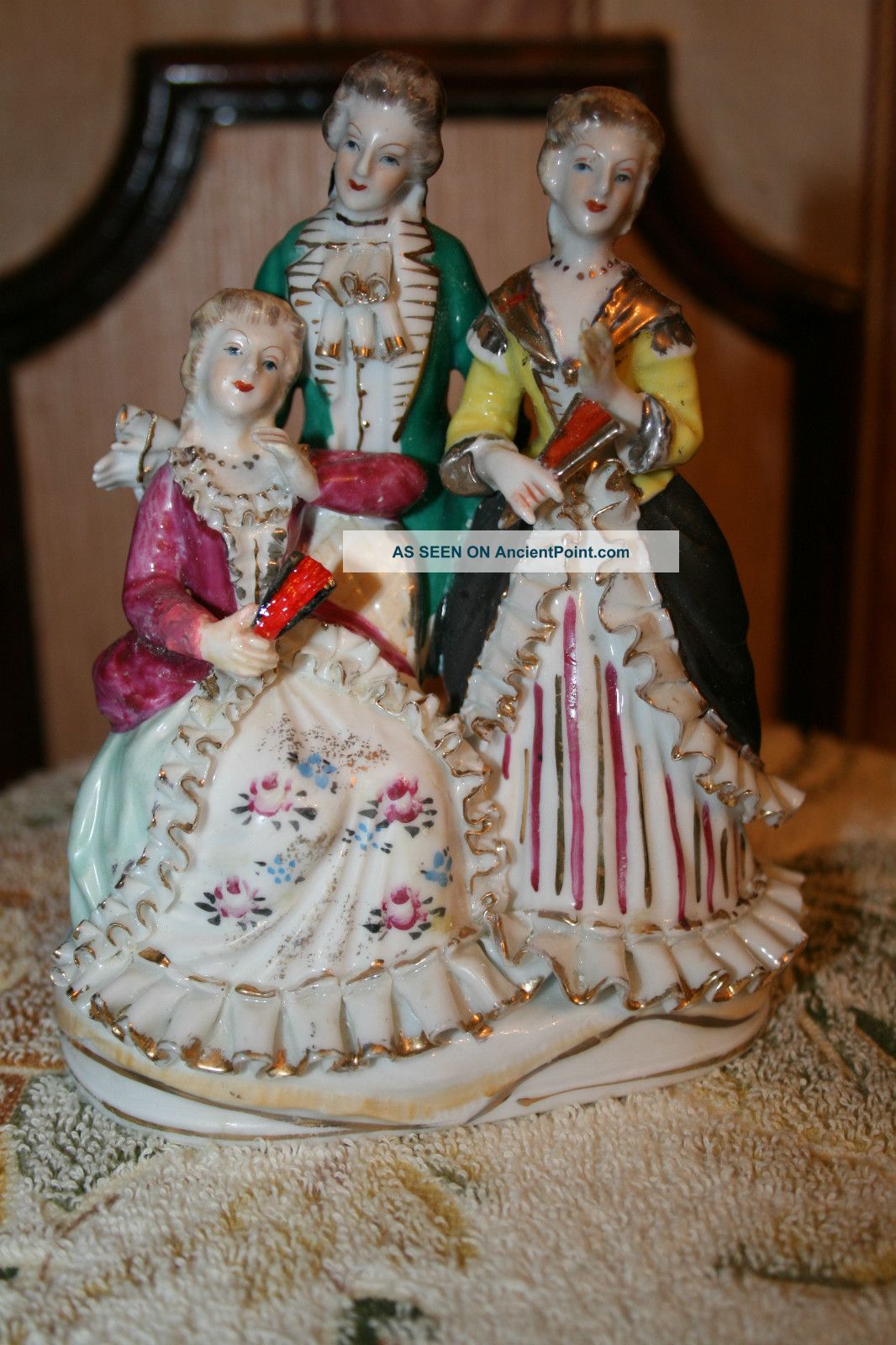 Antique Porcelain Figurine Gilt & Lace Figurines photo