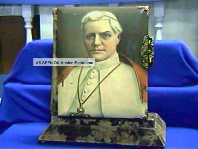 Antique Celluloid Pope Cover Photo Album - Velvet - Fold Down Infant Prague Statue Other photo