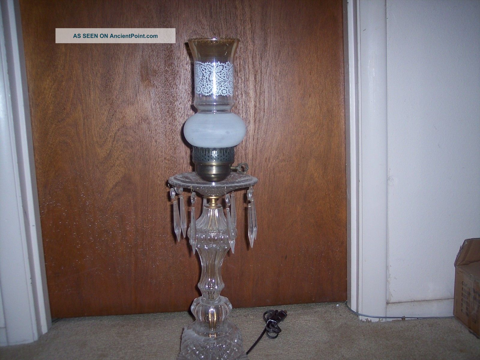 Antique Gorgeous One Of A Kind Lead Crystal Lamp Lamps photo