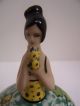 Porcelain French Hand Painted Quill Inkwell Figurine W/ 2 Wells Hinged Lid C1915 Figurines photo 2