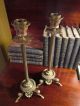 Antique Bronze Hoof Footed Candlesticks Barbedienne France 19th Century Metalware photo 3