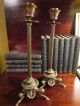 Antique Bronze Hoof Footed Candlesticks Barbedienne France 19th Century Metalware photo 5