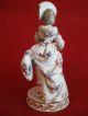 Meissen Figurine Of A Lady Card - Player Circa 1880 F.  64 Painted 20 Crossed Sword Figurines photo 2