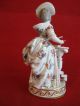 Meissen Figurine Of A Lady Card - Player Circa 1880 F.  64 Painted 20 Crossed Sword Figurines photo 3