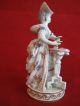 Meissen Figurine Of A Lady Card - Player Circa 1880 F.  64 Painted 20 Crossed Sword Figurines photo 4