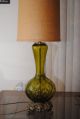 Mid Century Modern Optic Swirl Glass Bronze Base Lamp Vintage Eames Era Lamps photo 1
