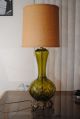 Mid Century Modern Optic Swirl Glass Bronze Base Lamp Vintage Eames Era Lamps photo 2
