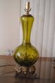 Mid Century Modern Optic Swirl Glass Bronze Base Lamp Vintage Eames Era Lamps photo 3