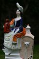 19th C.  Staffordshire Of A Seated Female Figurine & Her Dog At A Well Figurines photo 1