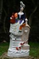 19th C.  Staffordshire Of A Seated Female Figurine & Her Dog At A Well Figurines photo 5