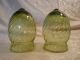 Teardrop Bullet Swirl Glass Lamp Shades Pair Green 3 3/4 Opening Lamps photo 1
