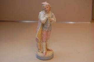 Antique Dresden Style Ceramic Porcelain Bisque Colonial Victorian Man Figurine photo