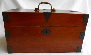Antique Wood And Brass Humidor/jewelry Box photo