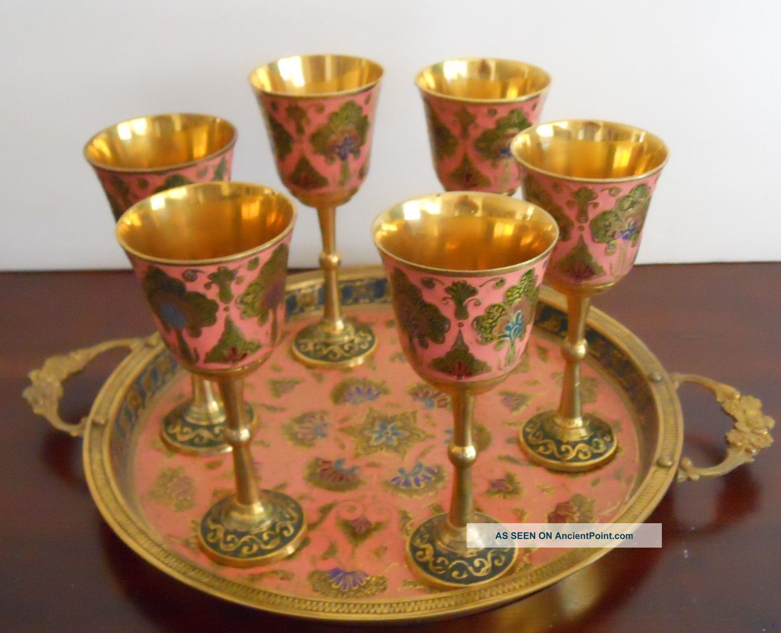 Set Of Iliquor Cups And Tray,  India Metalware 1970s Metalware photo