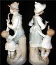 German 9 In.  Tall Pair Porcelain Figurines Man Woman Goose Boy Girl Marked 7361 Figurines photo 3