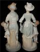 German 9 In.  Tall Pair Porcelain Figurines Man Woman Goose Boy Girl Marked 7361 Figurines photo 4