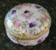 Antique French European Porcelain Dresser Box Hand Painted Flowers Powder Jar Boxes photo 3