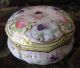 Antique French European Porcelain Dresser Box Hand Painted Flowers Powder Jar Boxes photo 5