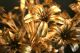 Elegant Italian Gold - Leaf Tole Chandelier Handpainted Gilt Metal Flowers 1950 ' S Toleware photo 1